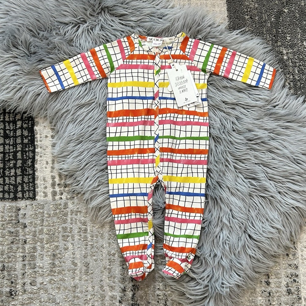 Noé & Zoë Olympic Steps Long Sleeve Footie PJ Size 0-3 Month $49
